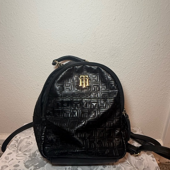 Tommy Hilfiger Black Embossed Backpack - Picture 1 of 3